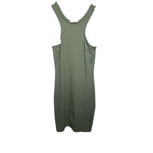 Ribbed Racerback Bodycon Dress Olive Green Sleeveless Tank‎ Style